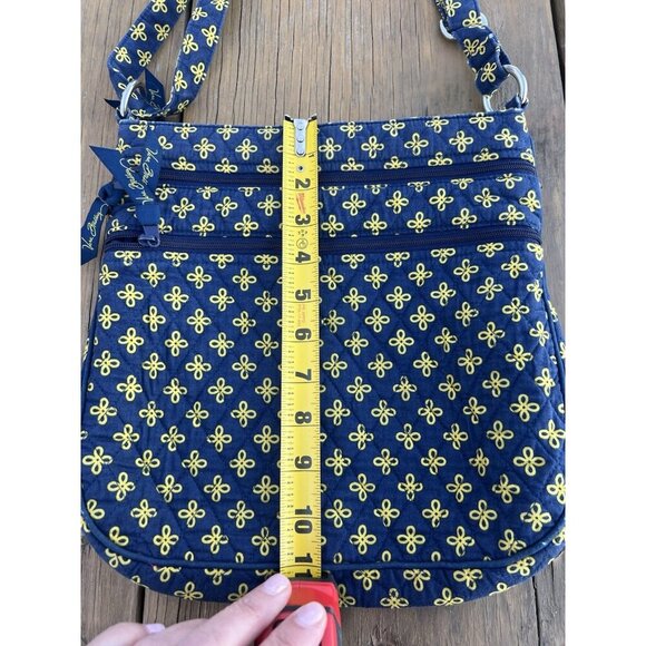 Vera Bradley yellow blue floral Michigan Wolverines triple zip crossbody bag - Picture 12 of 14